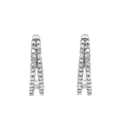 0.10 Carat Lab Grown Double Row Diamond Huggie Hoop Earrings