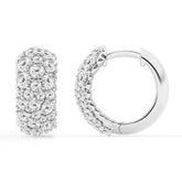 2 Carat Round Lab Grown Cluster Diamond Hoop Earrings In Sterling Silver