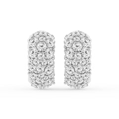2 Carat Round Lab Grown Cluster Diamond Hoop Earrings In Sterling Silver