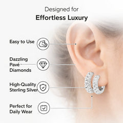 2 Carat Round Lab Grown Cluster Diamond Hoop Earrings In Sterling Silver