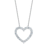1 Carat Lab Grown Sterling Silver Diamond Heart Pendant Necklace