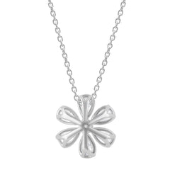 1 Carat Lab Grown Floral Diamond Pendant Necklace In Sterling Silver