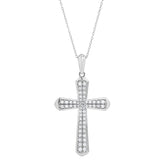 1 Carat Sterling Silver Lab Grown Cross Diamond Pendant Necklace