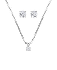 0.50 Carat Lab Grown Round Cut Solitaire Diamond Necklace Set