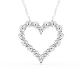 2 Carat Round Lab Grown Diamond Heart Pendant Necklace In Sterling Silver