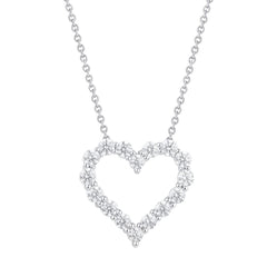2 Carat Round Lab Grown Diamond Heart Pendant Necklace In Sterling Silver