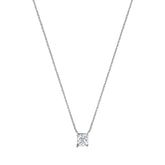 1 Carat Lab Grown Princess Diamond Pendant Necklace In Sterling Silver