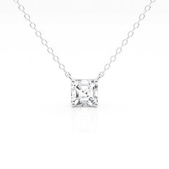 1 Carat Lab Grown Princess Diamond Pendant Necklace In Sterling Silver