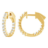 1 Carat Lab Grown Inside Out Diamond Hoop Earrings In Yellow Gold Plated Sterling Silver