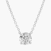 0.50 And 1 Carat Round Lab Grown Solitaire Diamond Pendant Necklace In Sterling Silver