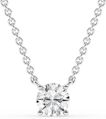 0.50 And 1 Carat Round Lab Grown Solitaire Diamond Pendant Necklace In Sterling Silver