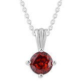 Gemstone Necklace in Sterling Silver, Round Pendant Size 6.5 * 6.5mm, 15" Cable Chain with 2" Extender, Gift Box Included - Apr, White Zircon