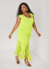 Fringed Knit Maxi Dress