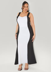 Two Tone Mermaid Maxi Dress