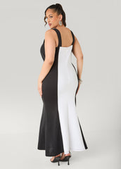 Two Tone Mermaid Maxi Dress