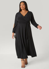 Split Sleeved A Line Maxi Dress
