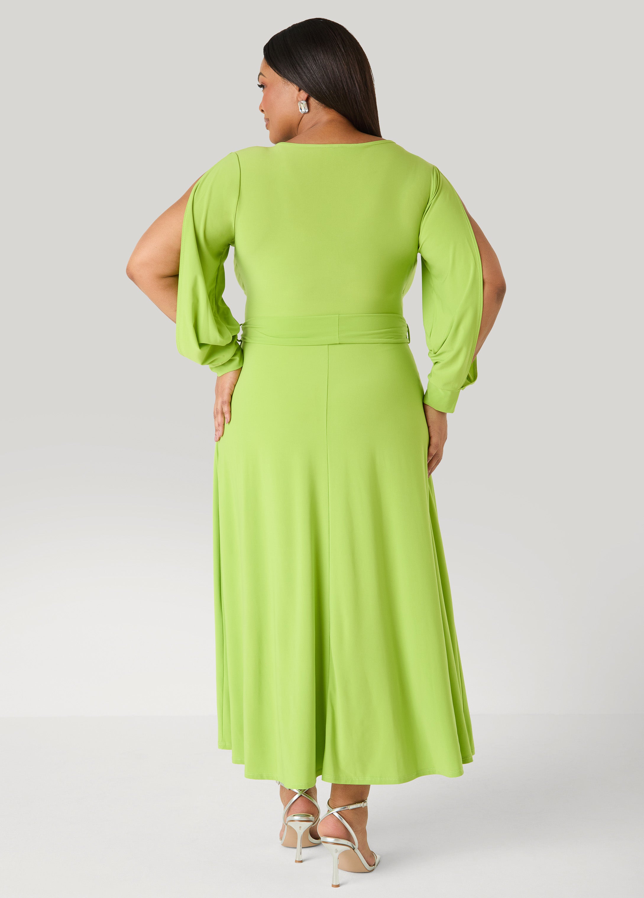 Split Sleeve A Line Maxi Dress