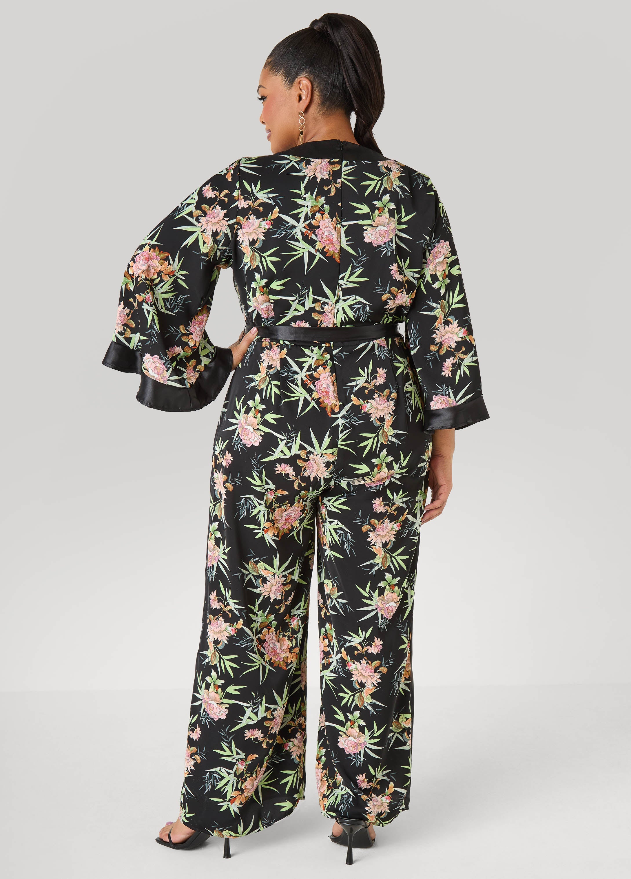 Floral Faux Wrap Jumpsuit