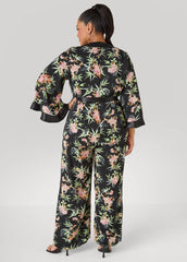 Floral Faux Wrap Jumpsuit