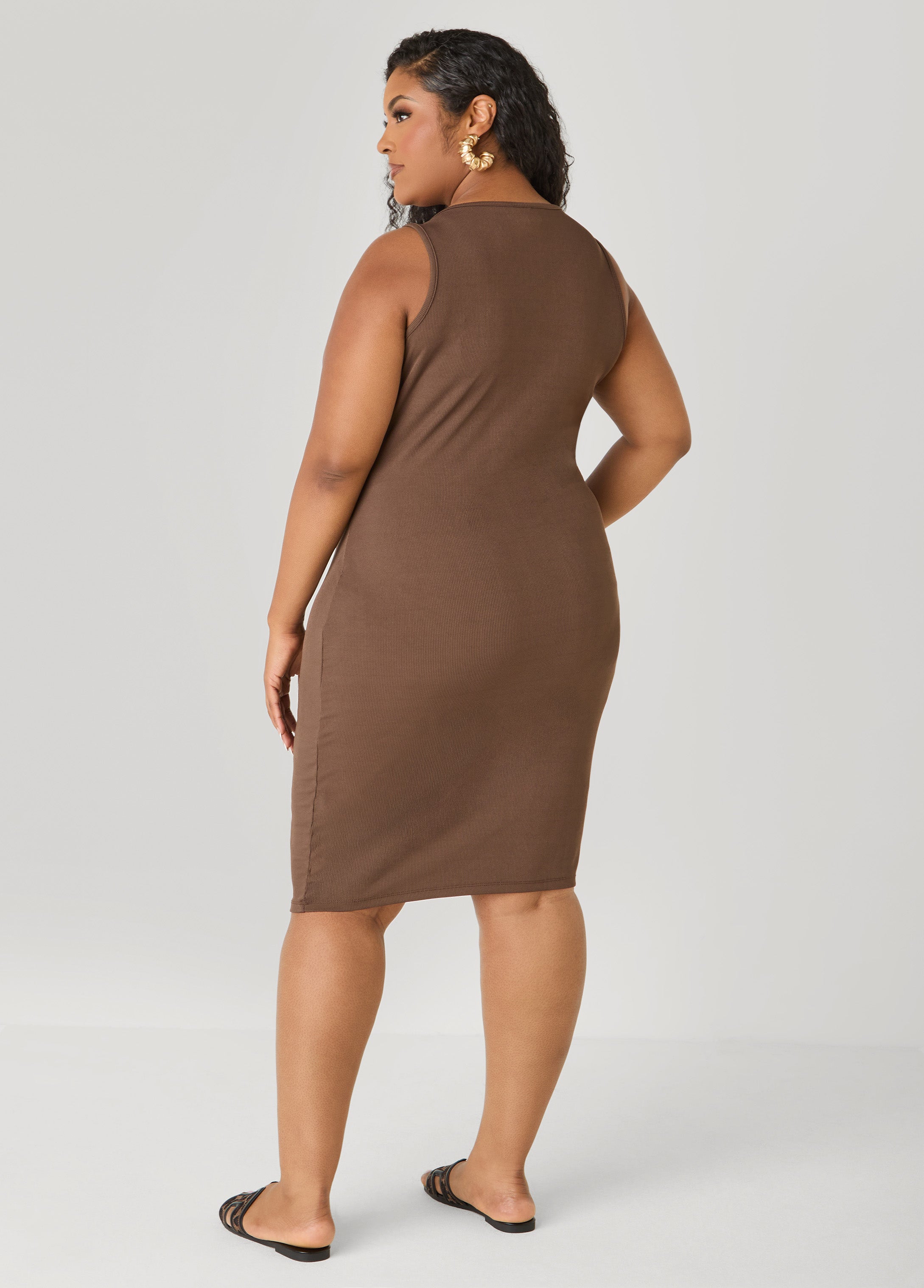 Ribbed V Neck Tank Dress