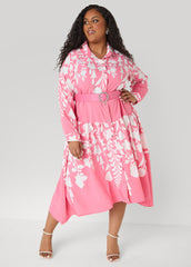 Belted Floral Midaxi Shirtdress