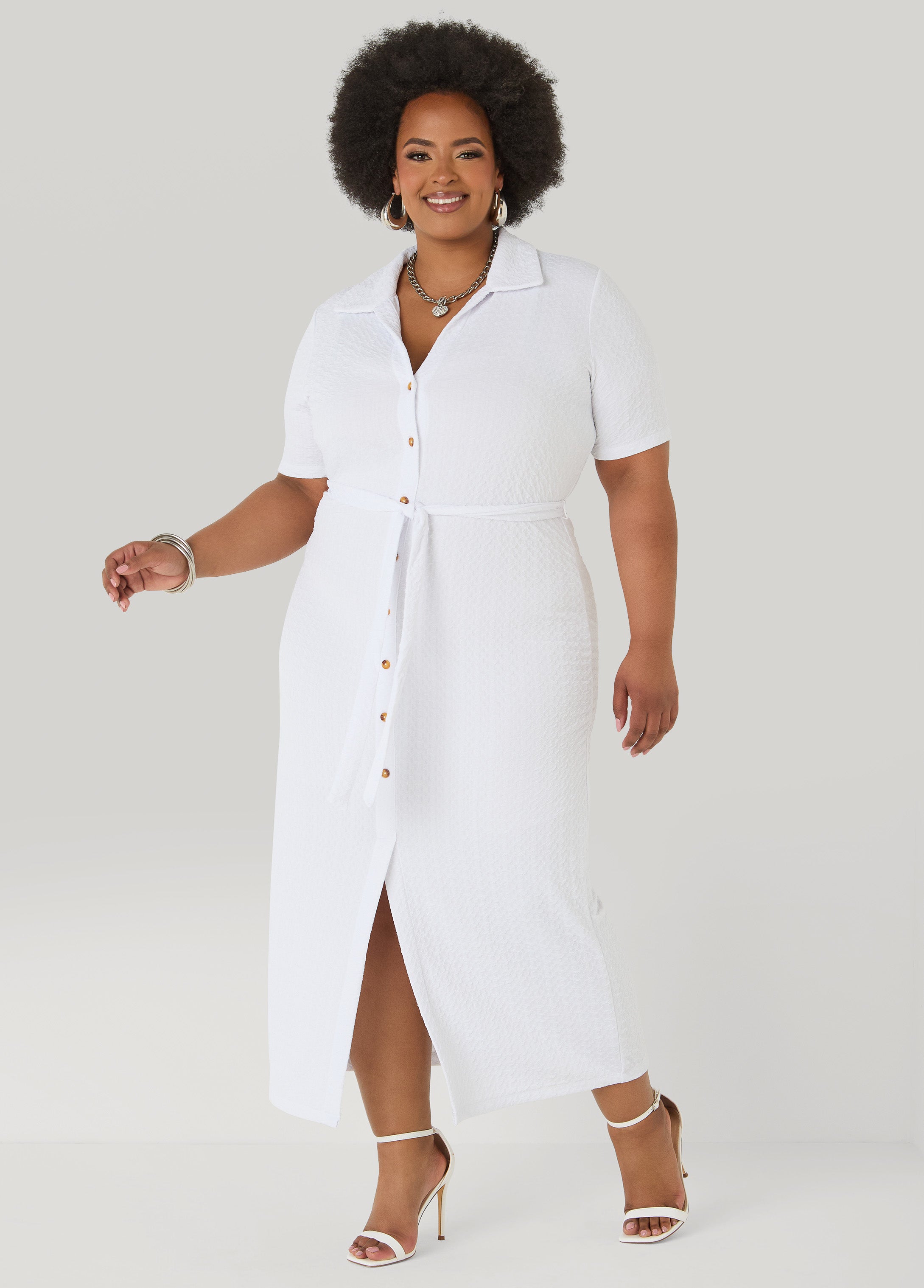 Textured Maxi Shirtdress