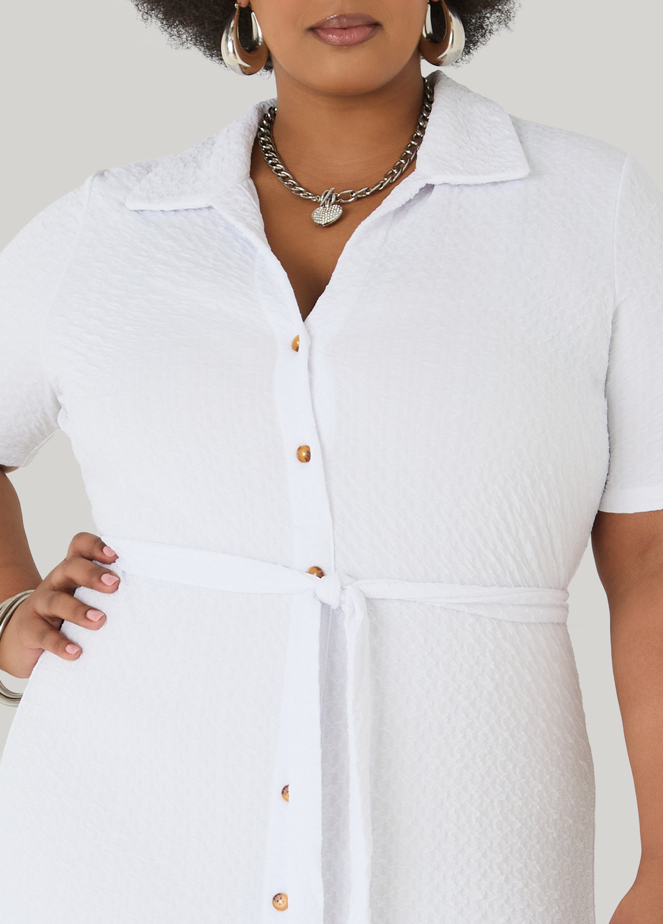 Textured Maxi Shirtdress