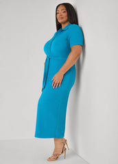 Textured Maxi Shirtdress