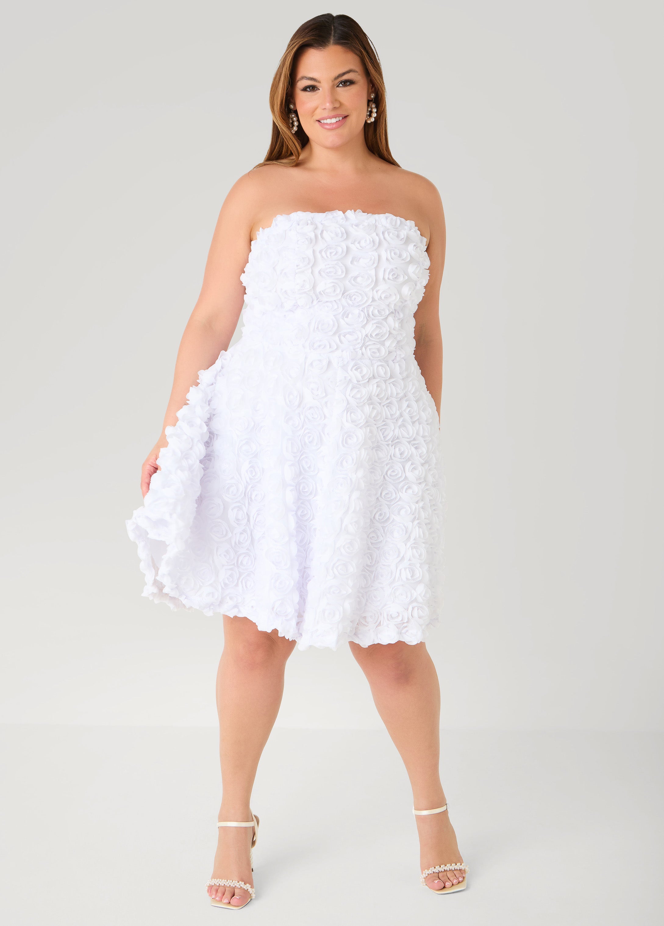 Strapless Rosette A Line Dress