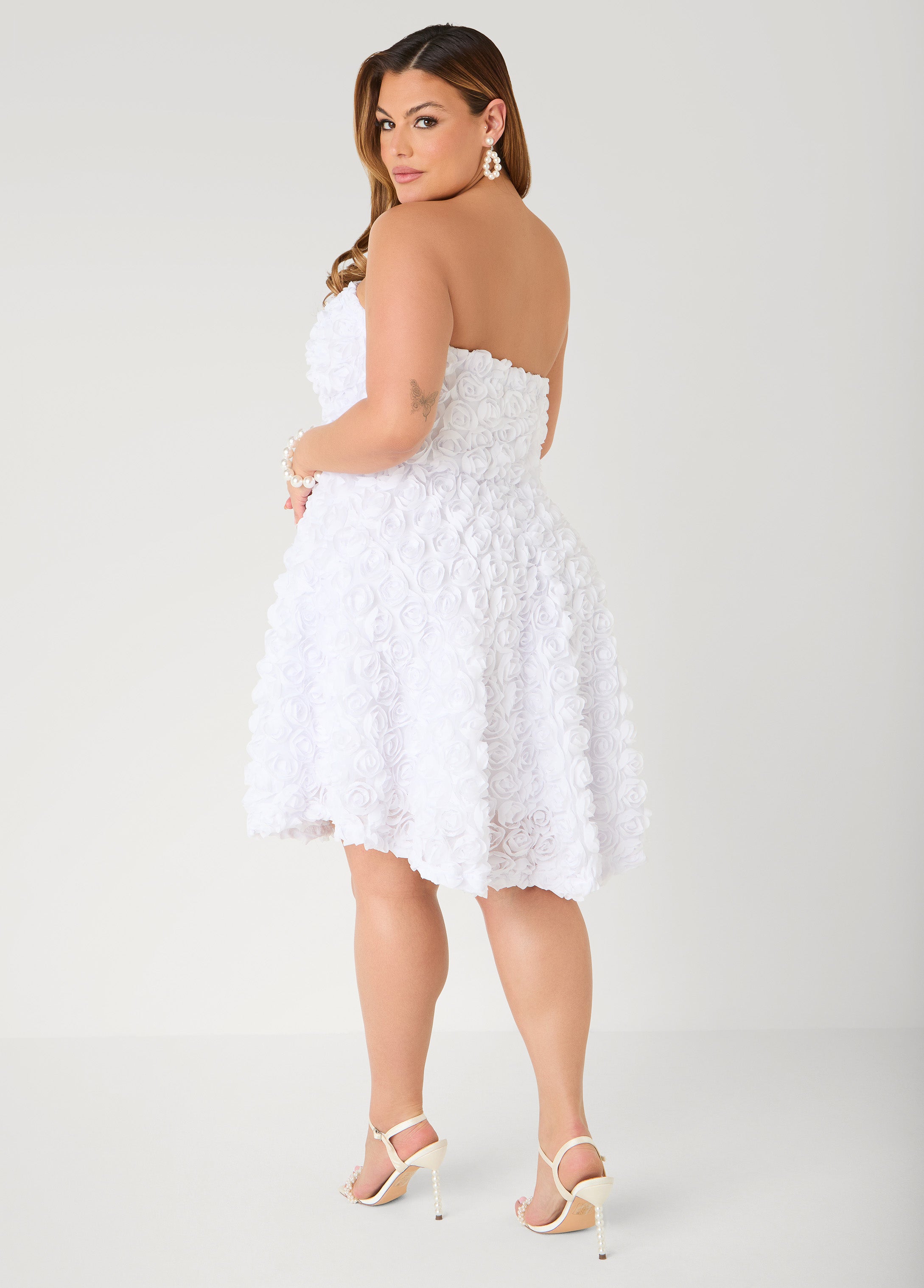 Strapless Rosette A Line Dress