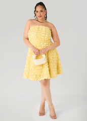 Strapless Rosette A Line Dress