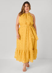 Pompom Gauze Maxi Dress