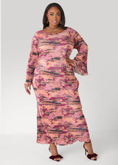 Plisse Printed Maxi Dress