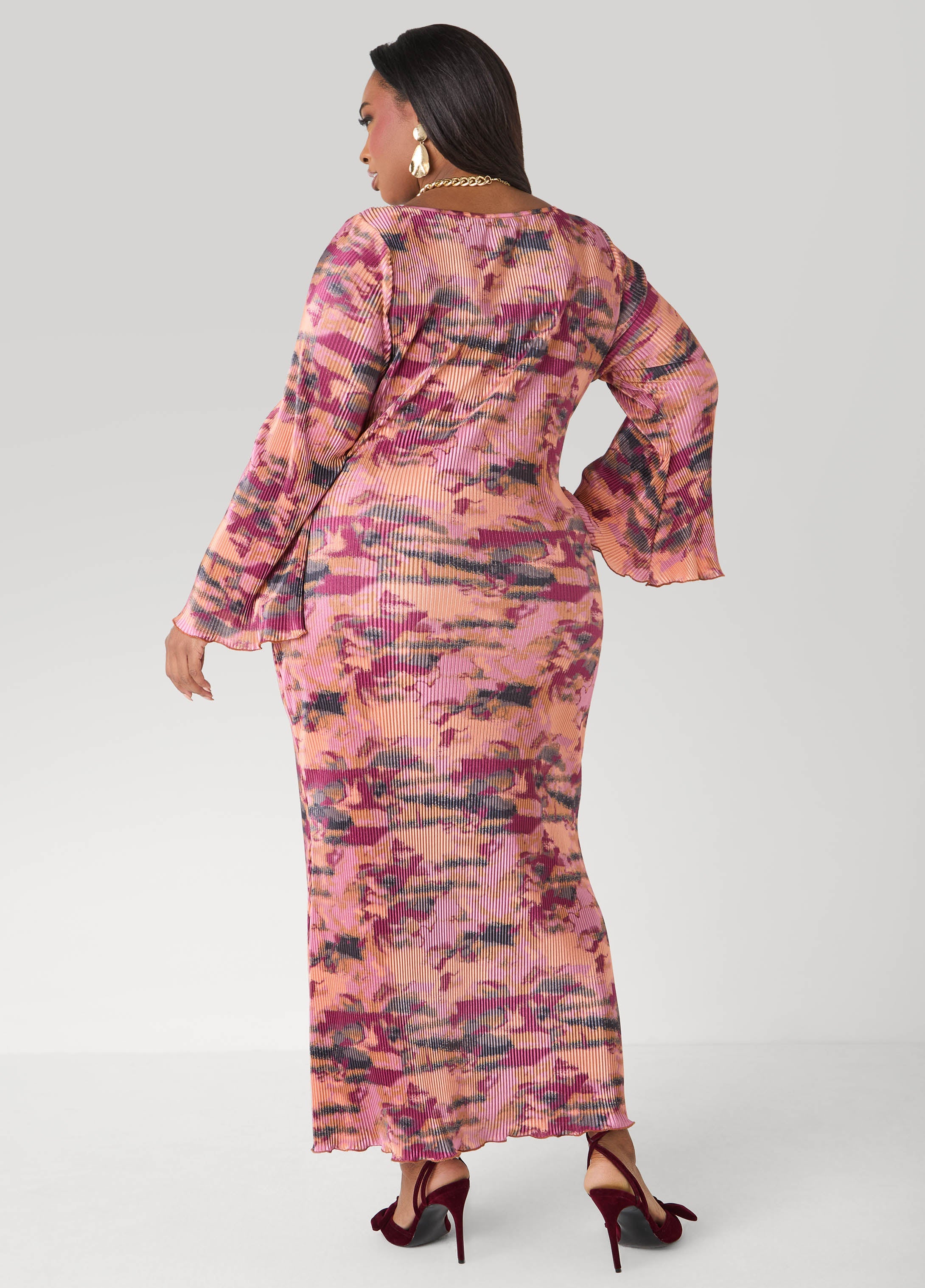 Plisse Printed Maxi Dress