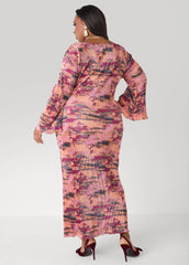 Plisse Printed Maxi Dress
