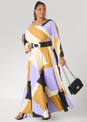 Geo Print A Line Maxi Dress