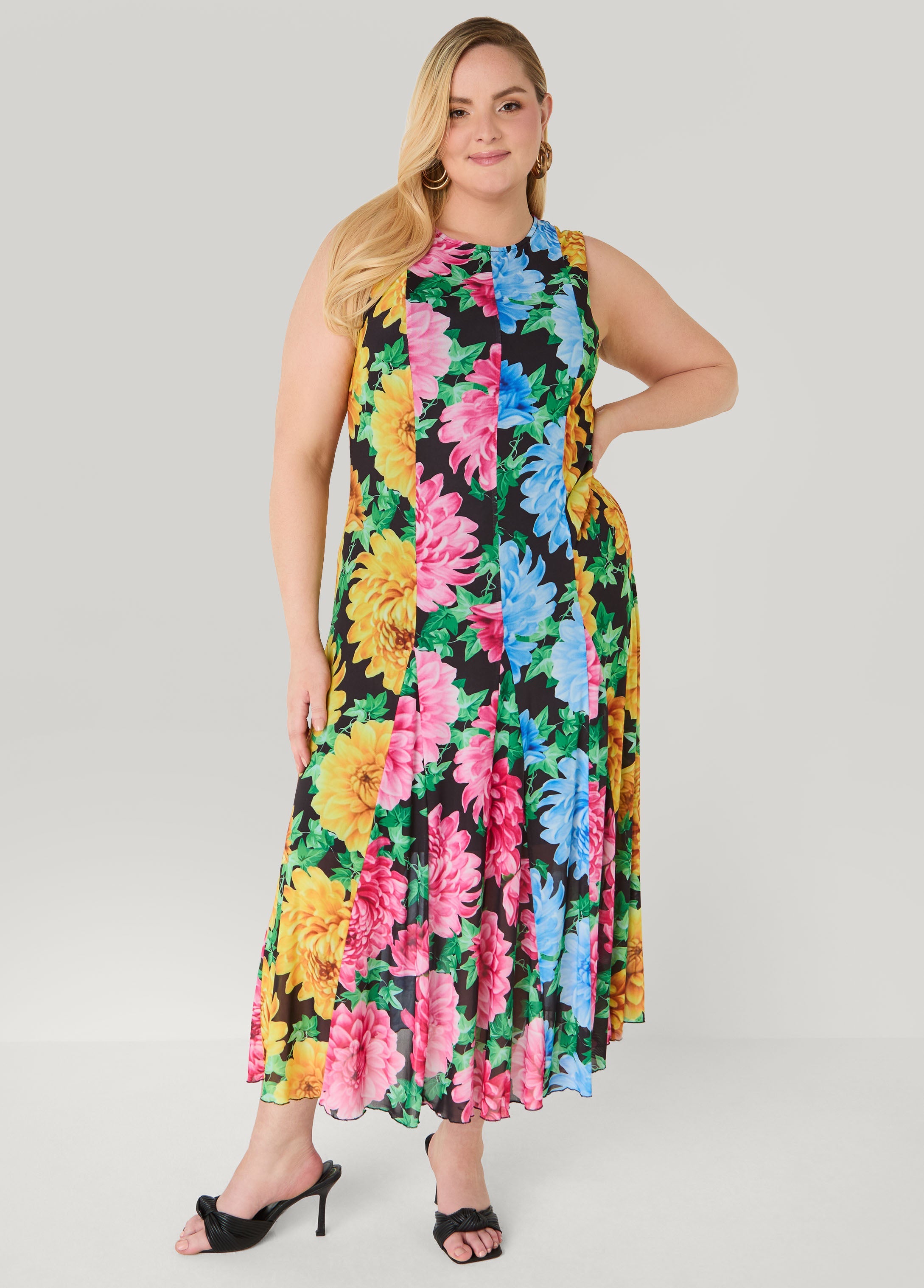 Tall Floral Print Mesh Maxi Dress