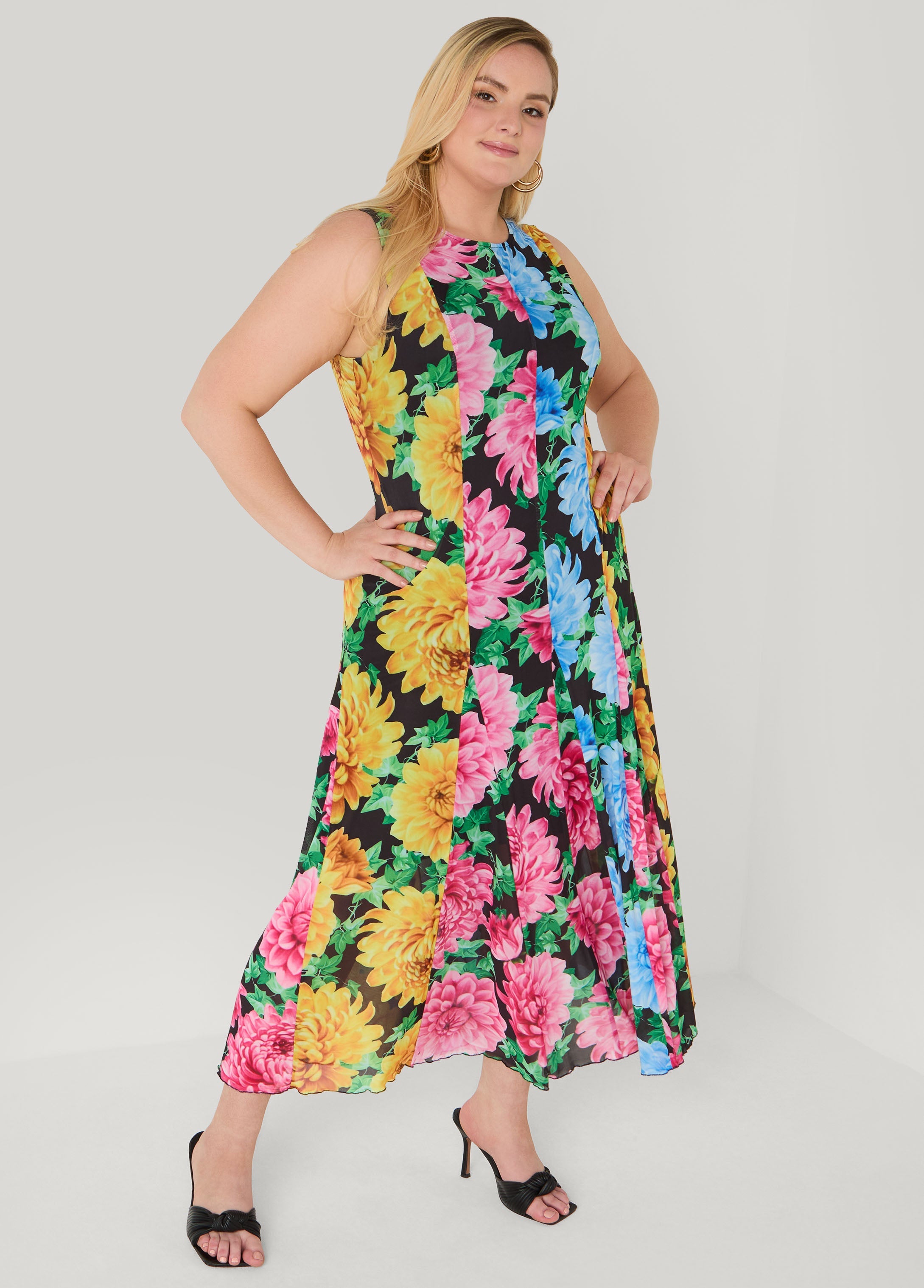 Tall Floral Print Mesh Maxi Dress