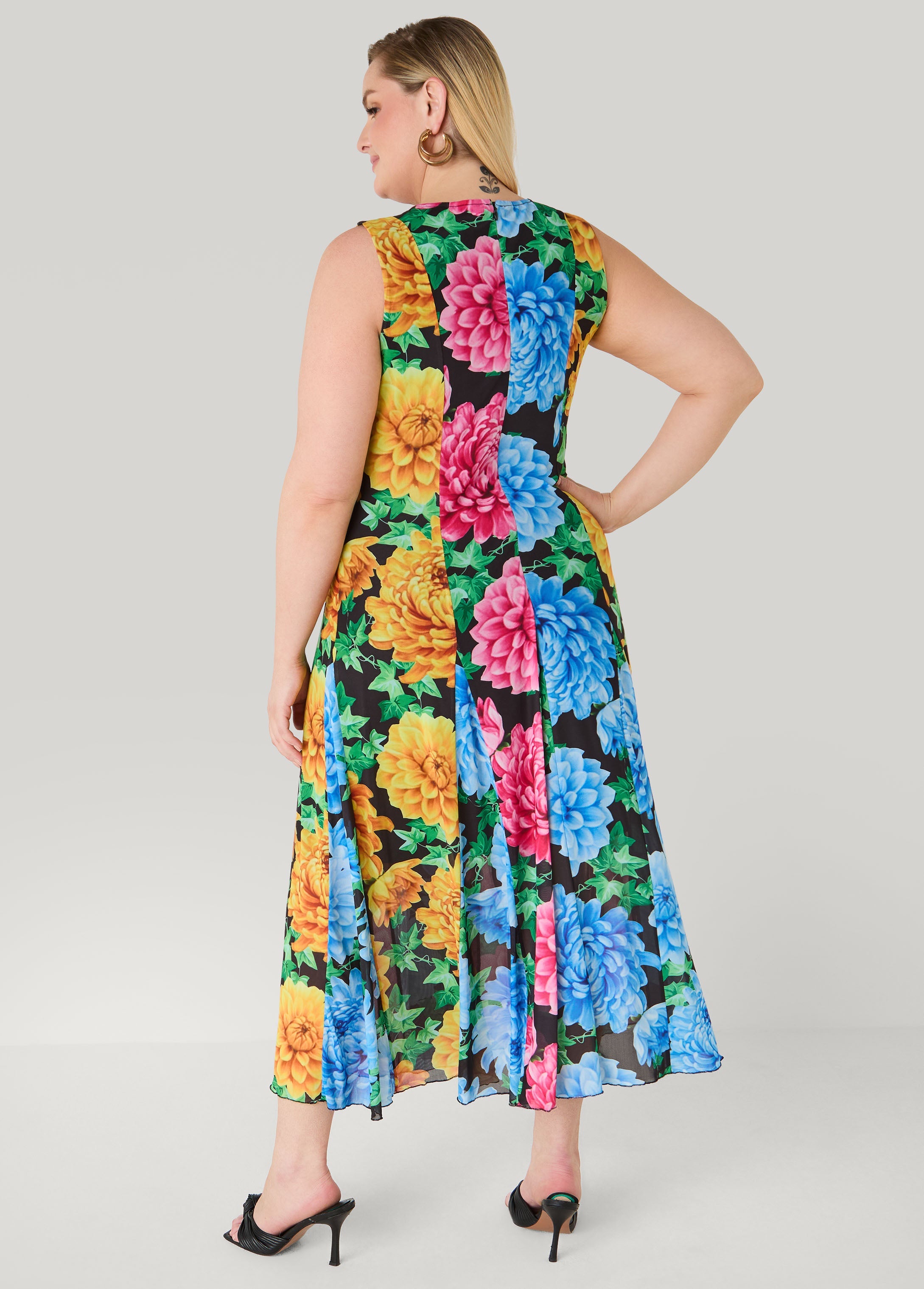 Tall Floral Print Mesh Maxi Dress