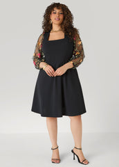 Embroidered Sleeve A Line Dress