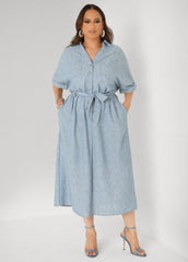 Collared Shirtdress with Tie Waist