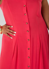 Pleated Maxi Shirtdress