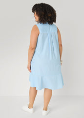 Flounced Striped Shirtdress