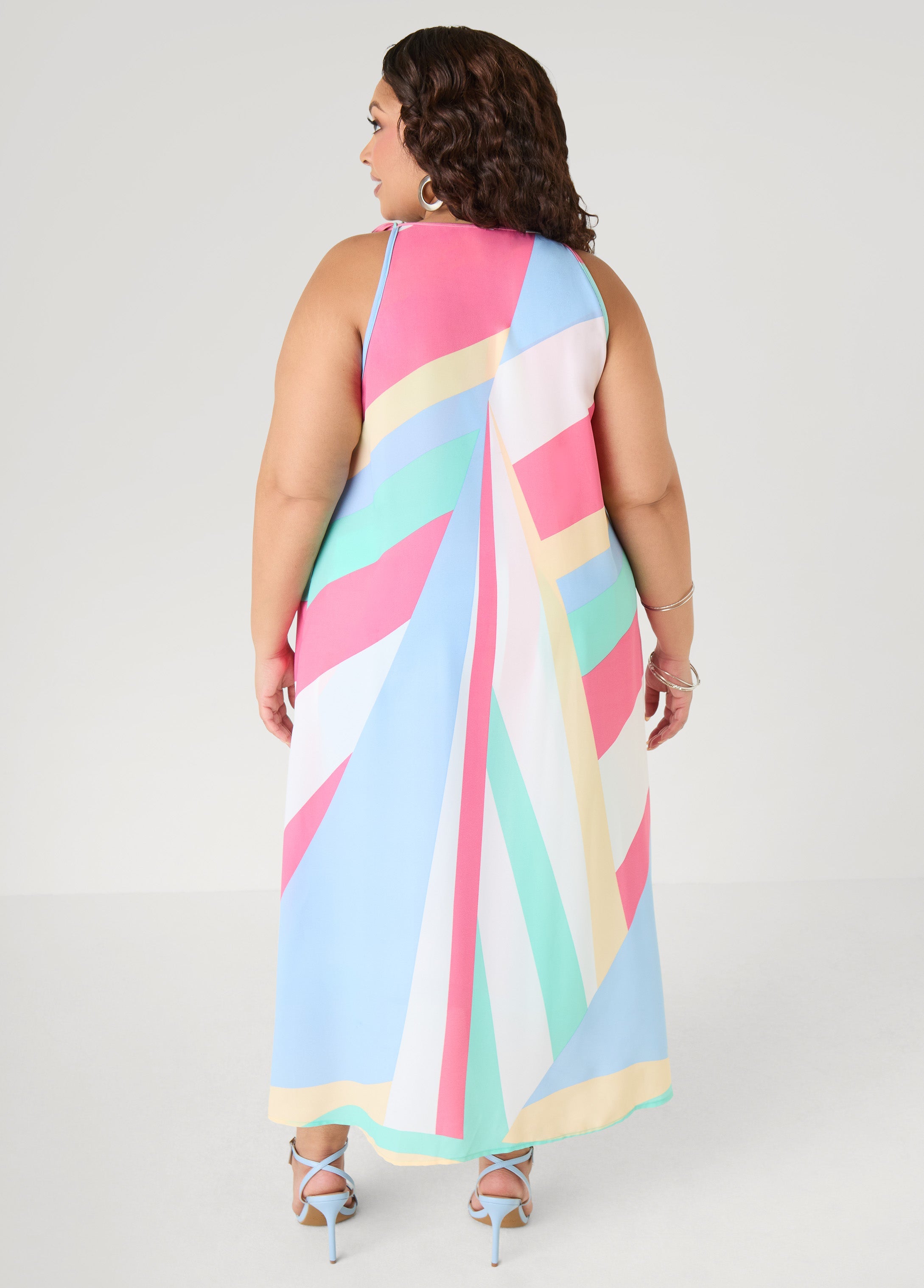 Cape Effect Striped Midaxi Dress