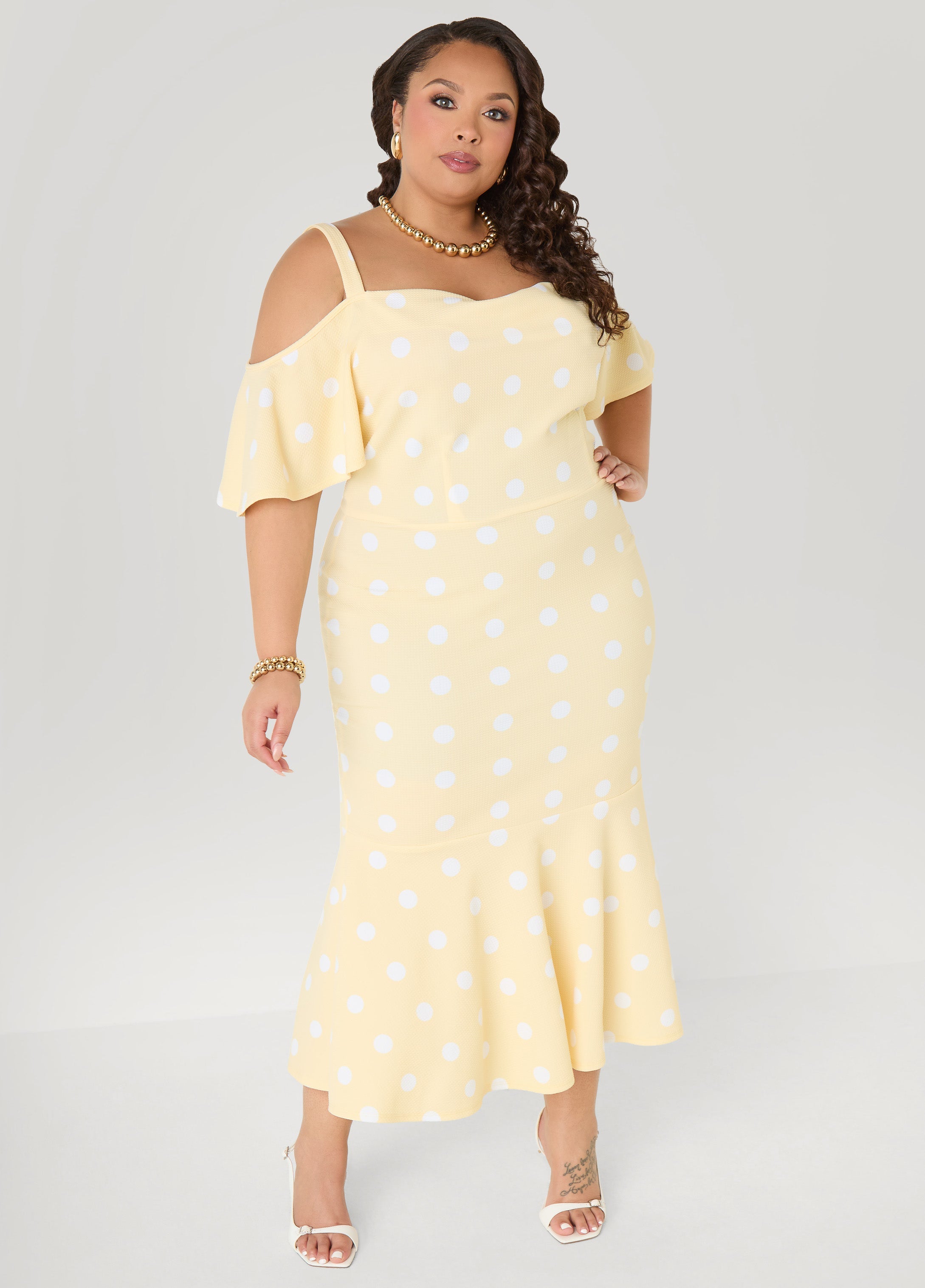 Cold Shoulder Polka Dot Dress