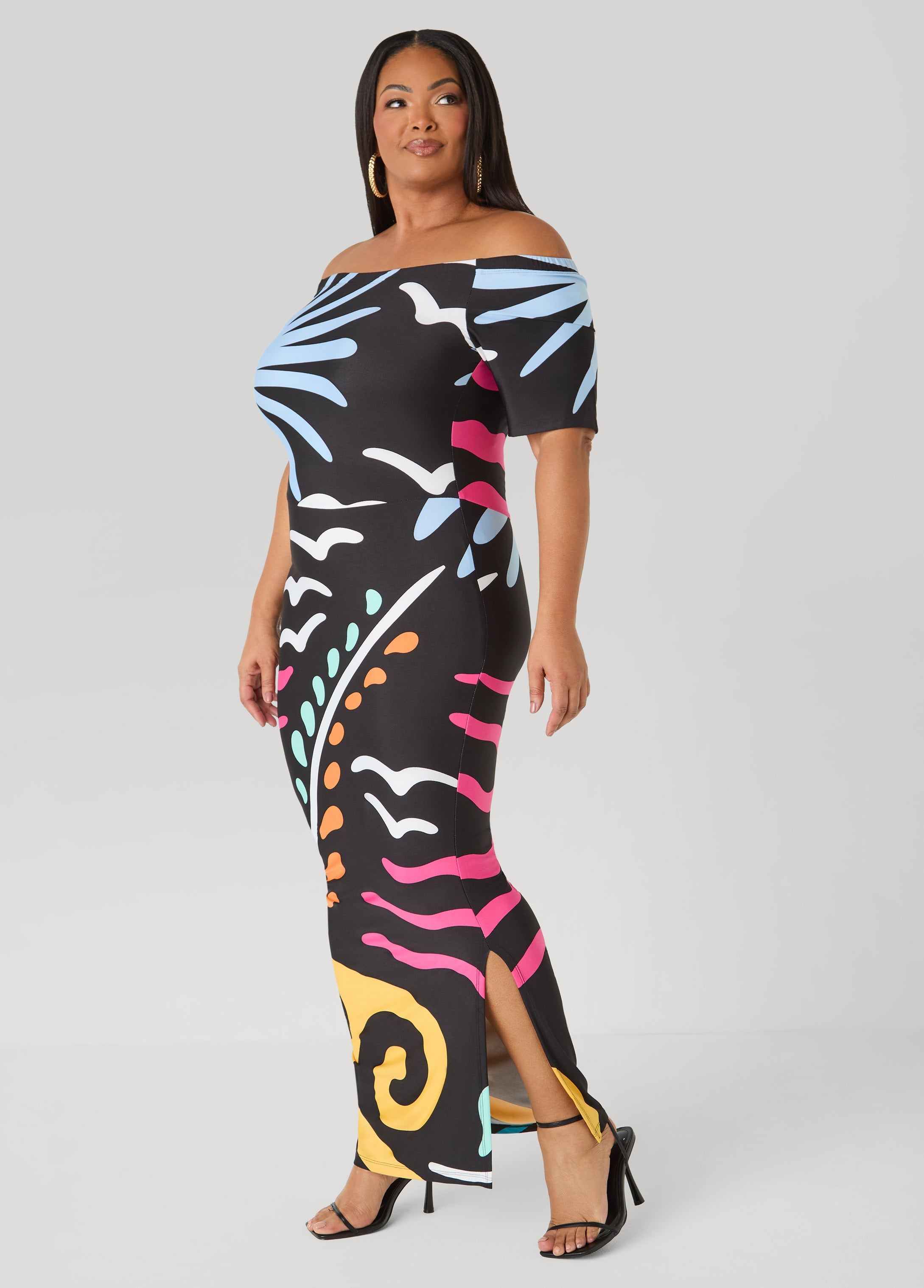 Tropical Off The Shoulder Dress
