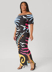 Tropical Off The Shoulder Dress