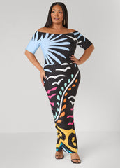 Tropical Off The Shoulder Dress