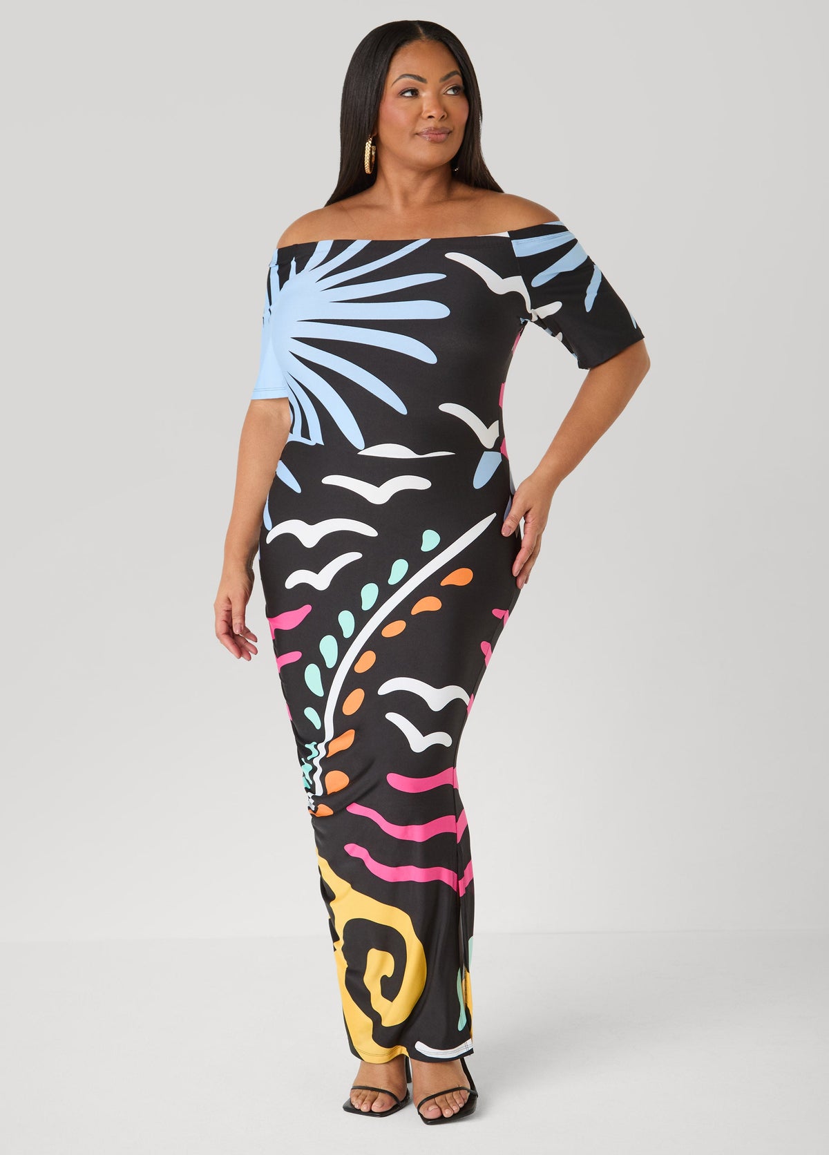 Tall Tropical Off The Shoulder Dress
