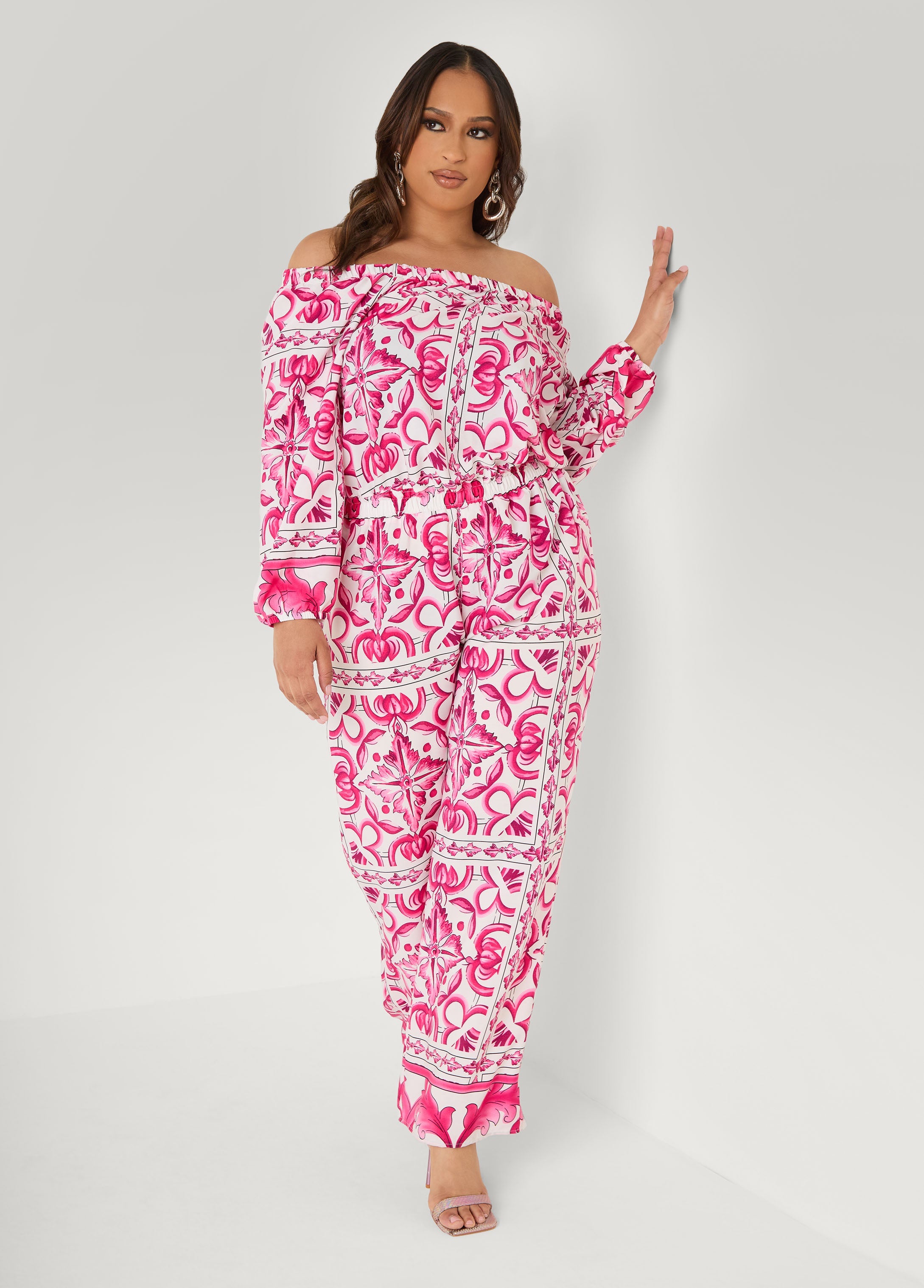 Off The Shoulder Floral Jumpsuit
